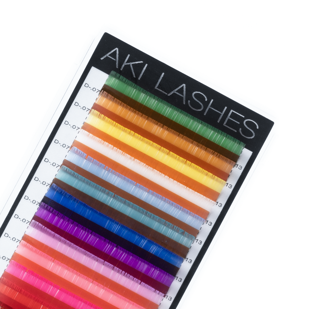 Rainbow Colored Lashes 0.07 Volume Single Length – Aki Lashes